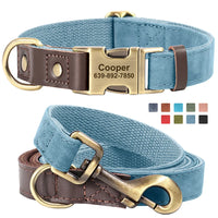 Collier & Laisse pour Chien- Cuir PU Personnalisé (Set)