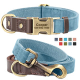 Collier & Laisse pour Chien- Cuir PU Personnalisé (Set)