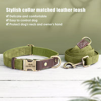 Collier & Laisse pour Chien- Cuir PU Personnalisé (Set)