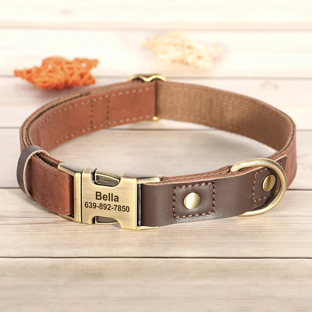Personalized PU Leather Dog Collar and Leash-30