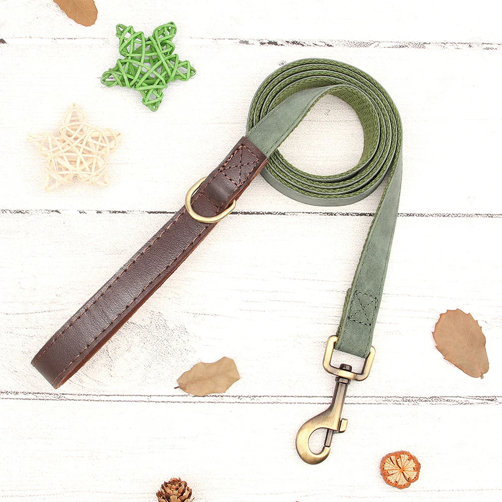Personalized PU Leather Dog Collar and Leash-8