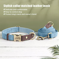 Collier & Laisse pour Chien- Cuir PU Personnalisé (Set)