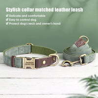 Collier & Laisse pour Chien- Cuir PU Personnalisé (Set)