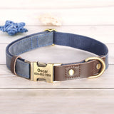 Collier & Laisse pour Chien- Cuir PU Personnalisé (Set)