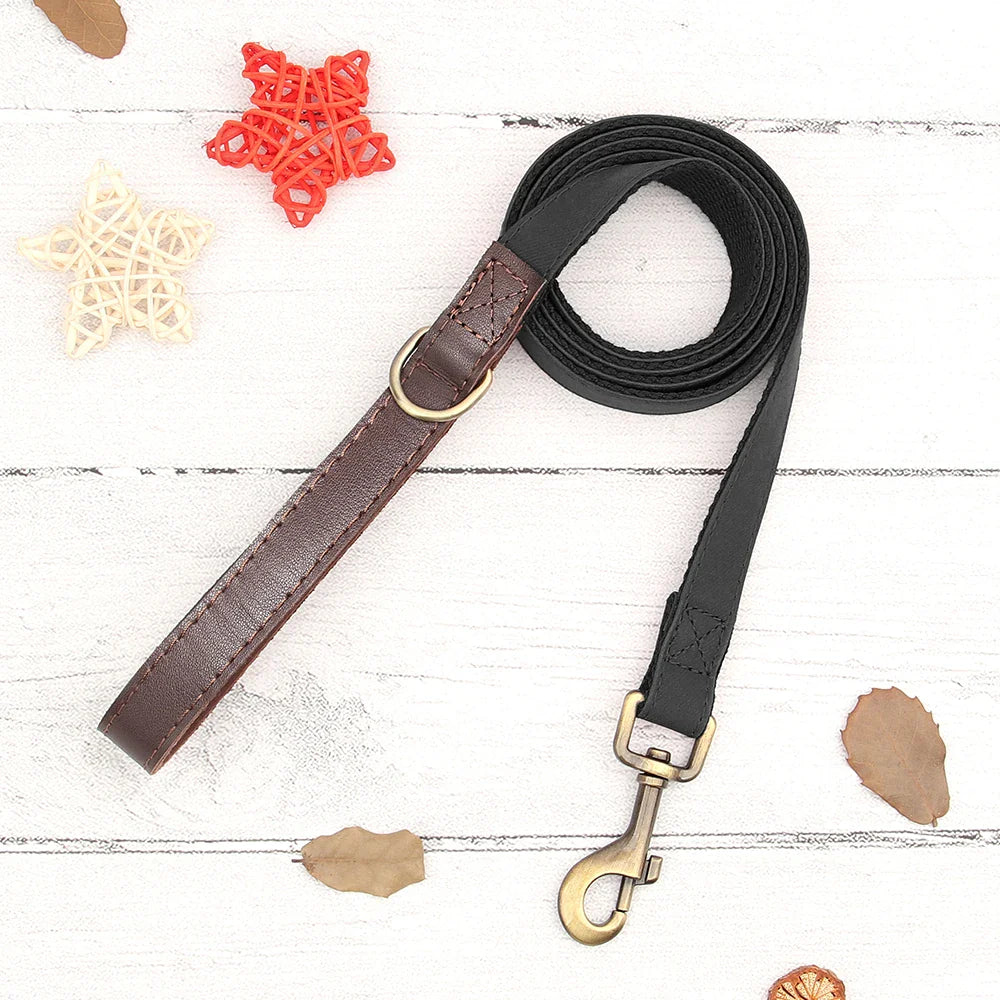 Personalized PU Leather Dog Collar and Leash-13