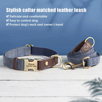 Collier & Laisse pour Chien- Cuir PU Personnalisé (Set)