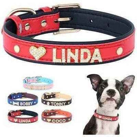 Luxury Rhinestone Pet Dog Collar with Letter Charm-0